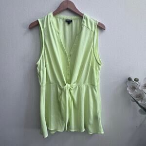Torris Sheer Neon‎ Lime Sleeveless Georgette PEPLUM Blouse Women's Size 00